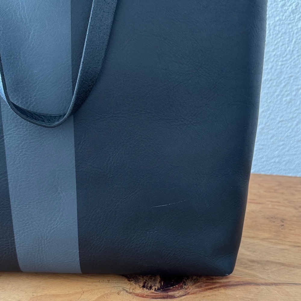 Madewell Black Leather Transport Tote with Gray Stripe - Picture 3 of 9